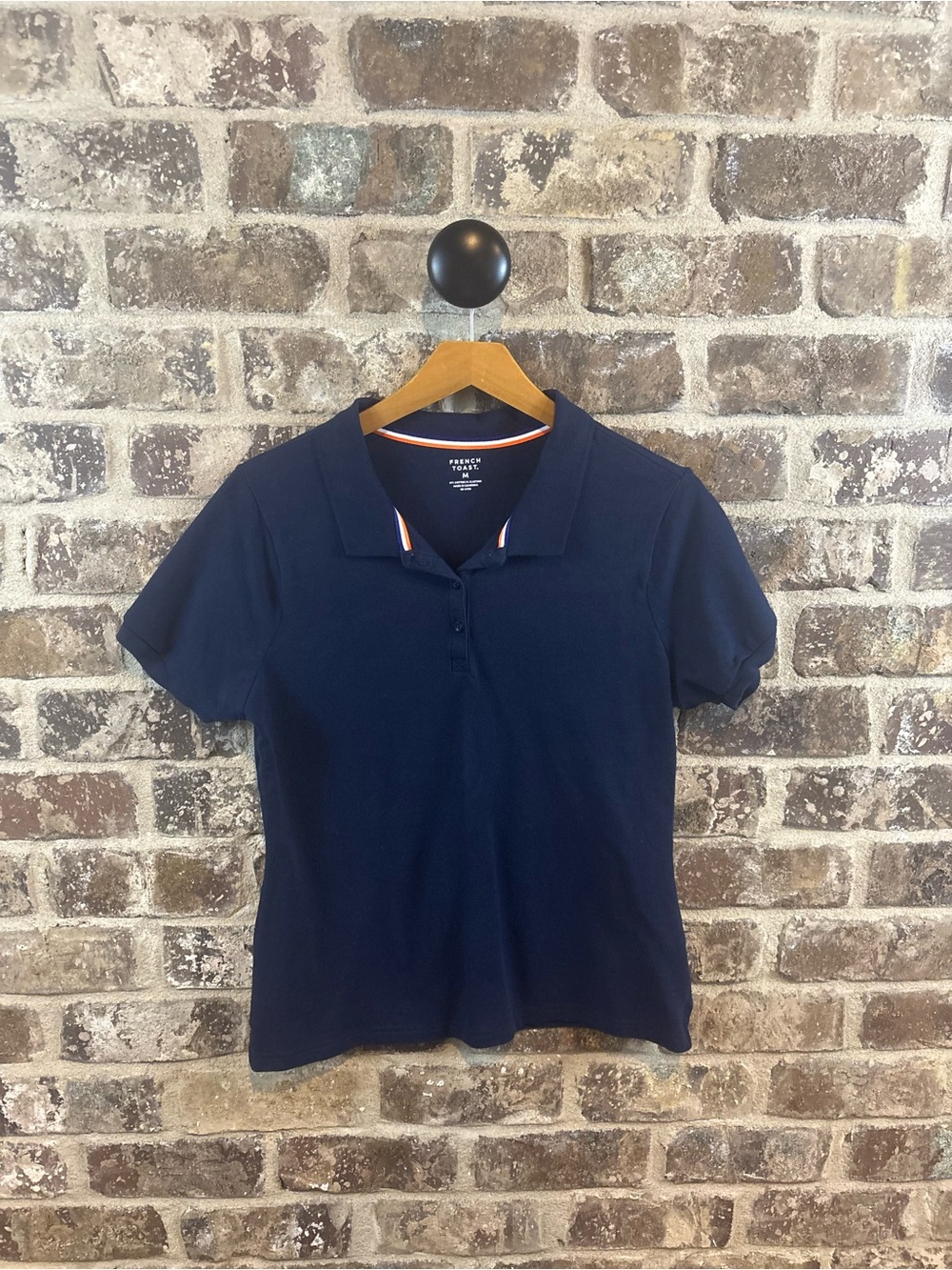 French Toast Navy Short-Sleeve Polo Top Womens M